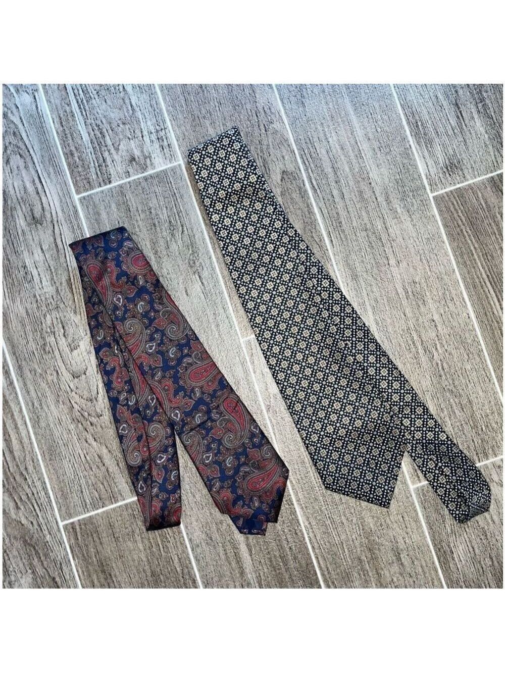 Tie 2 of them Vintage? Luigi Valentino checked Hand Made. Bert Pulitzer paisley